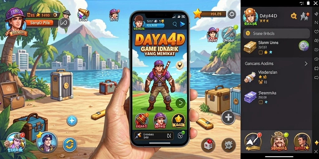 Tampilan gameplay DAYA4D yang memikat dengan karakter yang unik.