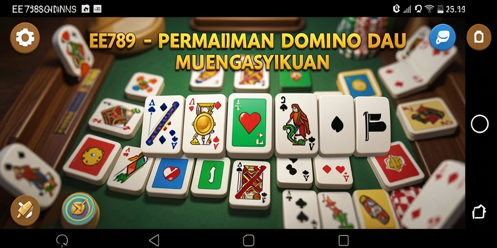 Screenshot utama gameplay Domino di EE789 yang menarik.