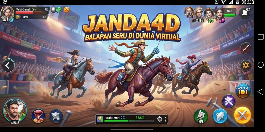Screenshot utama JANDA4D menampilkan aksi balapan yang seru dan mendebarkan.