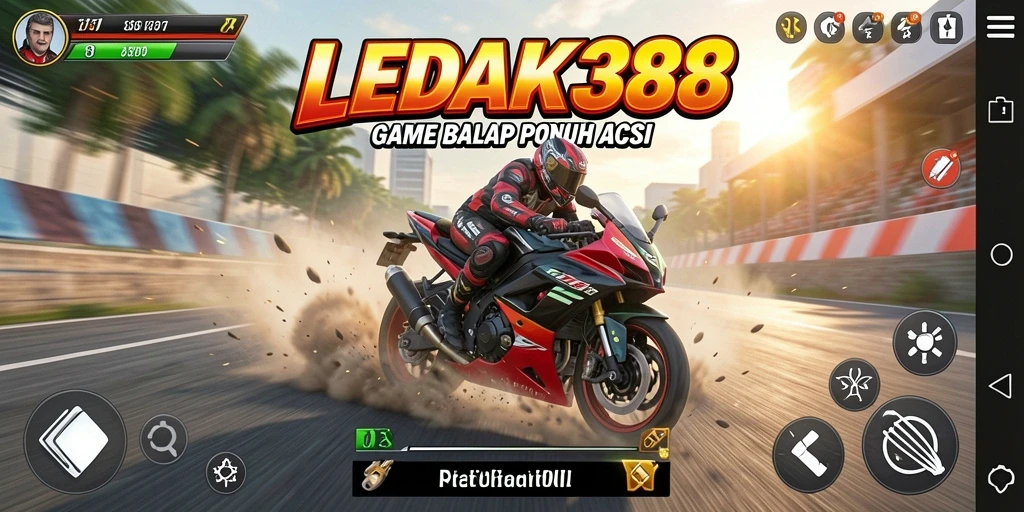Gameplay LEDAK388 yang menegangkan dan penuh aksi balap motor.
