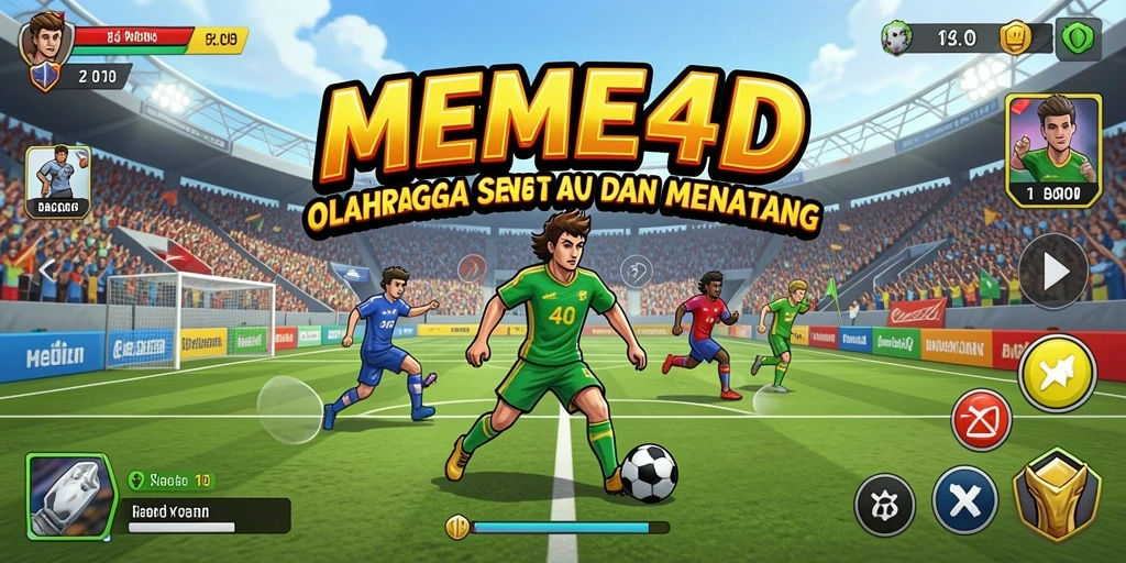Tampilan gameplay seru dalam MEME4D yang menampilkan berbagai cabang olahraga.