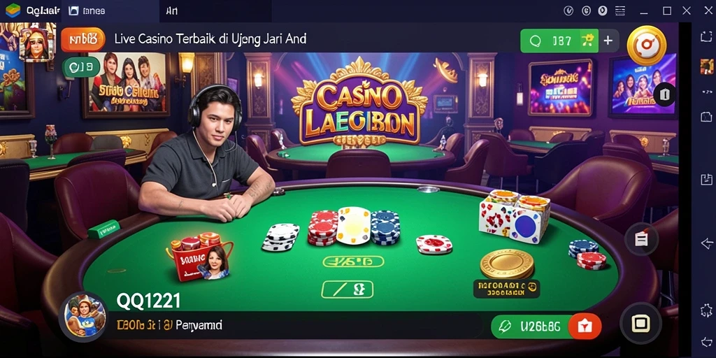 Screenshot gameplay Live Casino QQ1221 dengan dealer langsung.