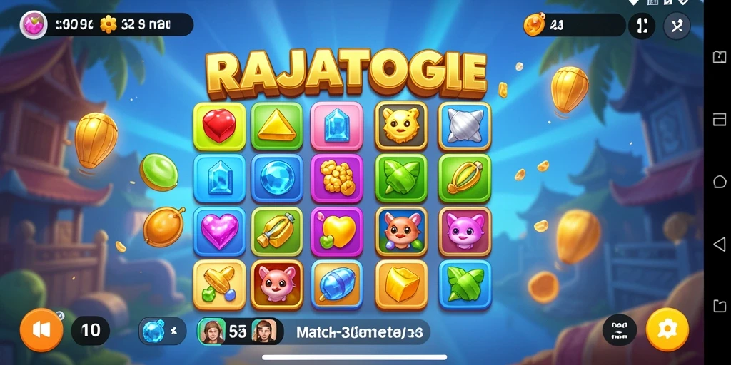Gameplay seru dalam RAJATOGEL dengan tantangan Match-3.