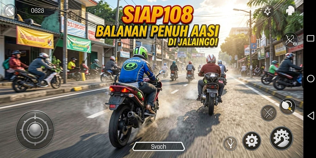 Tampilan gameplay mendebarkan balapan motor di jalanan kota.